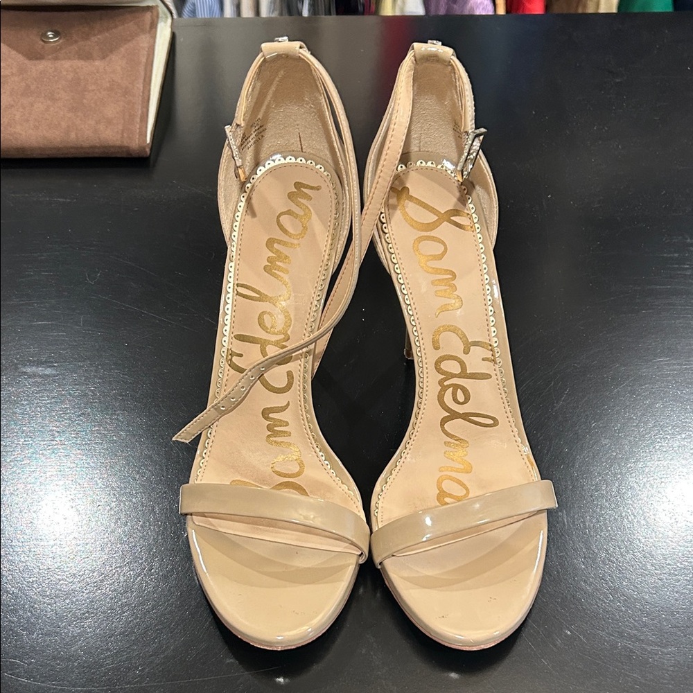 Sam Edelman Beige Ankle Strap Heels
